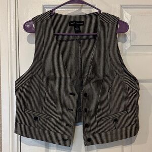 Larry Levine Black and White Striped Vest
